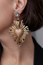 Серьги Celeste G, со вставкой из смальты и кристаллами Swarovski, CS24.2-1765 (бежевый)