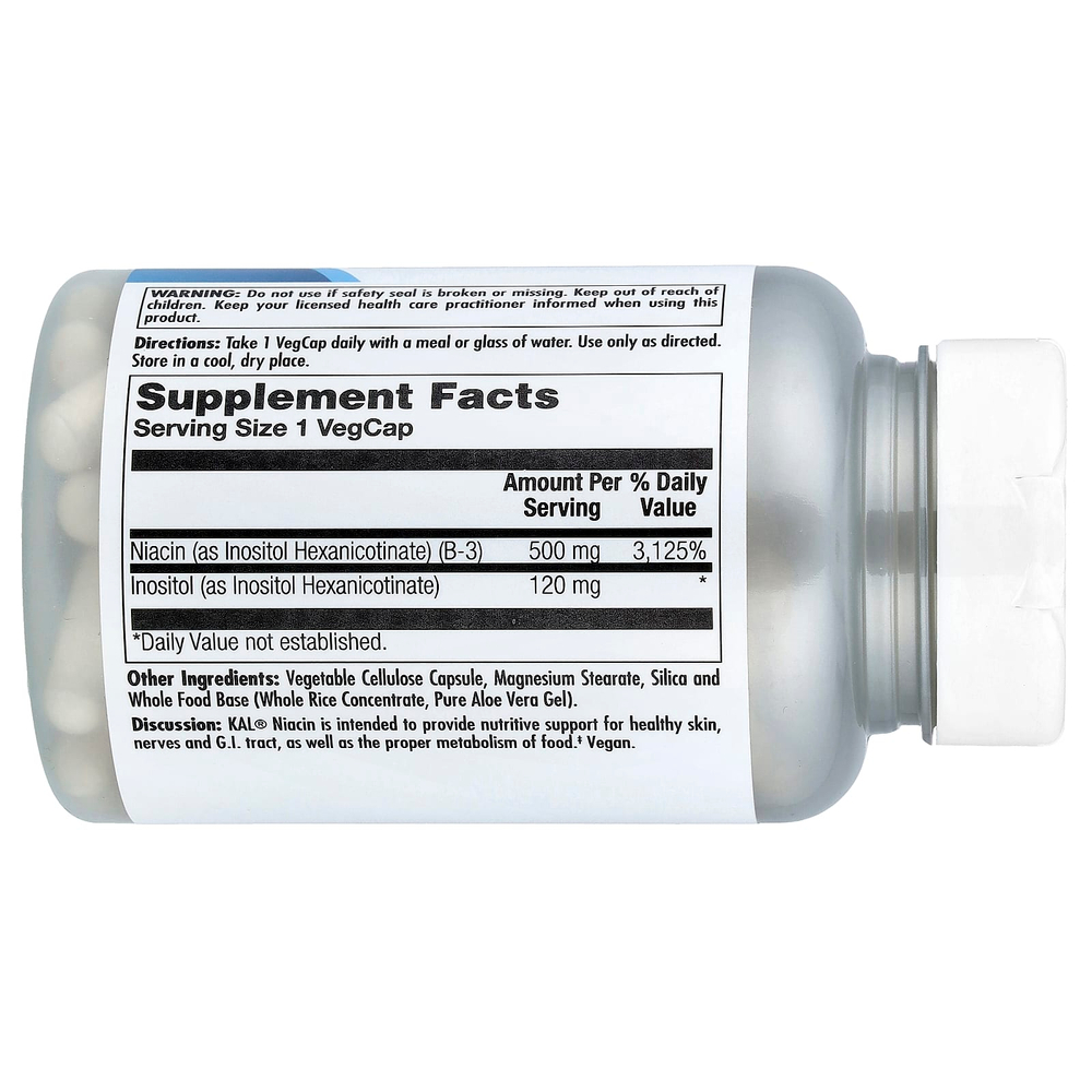 KAL, ниацин, не вызывающий приливов, 120 растительных капсул