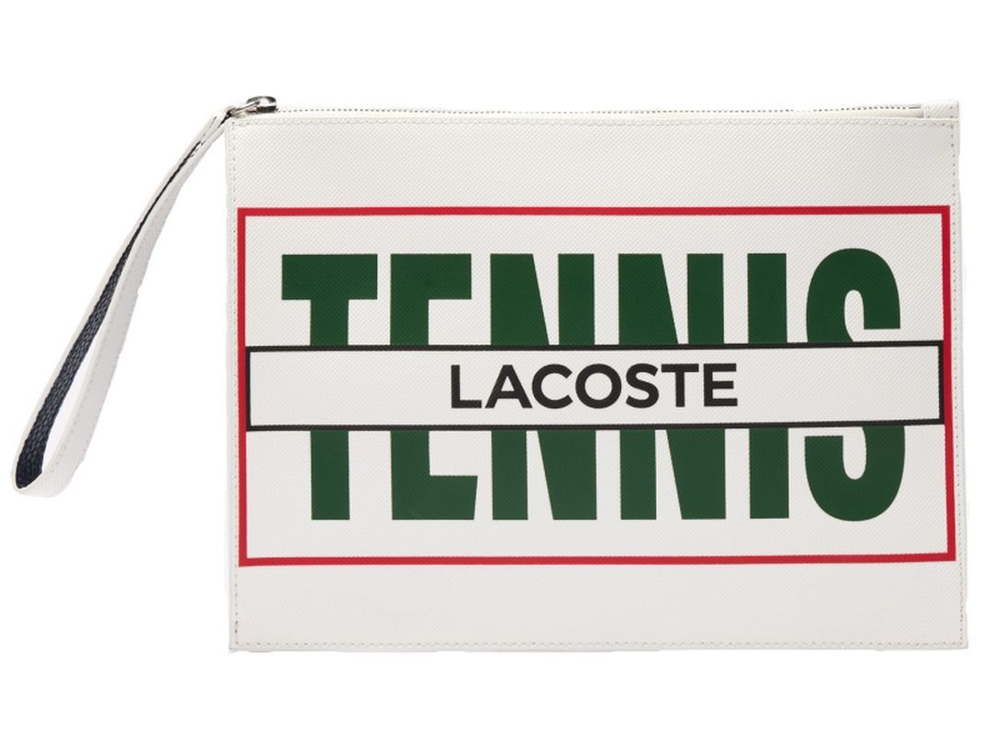 Lacoste Print Canvas Clutch - White