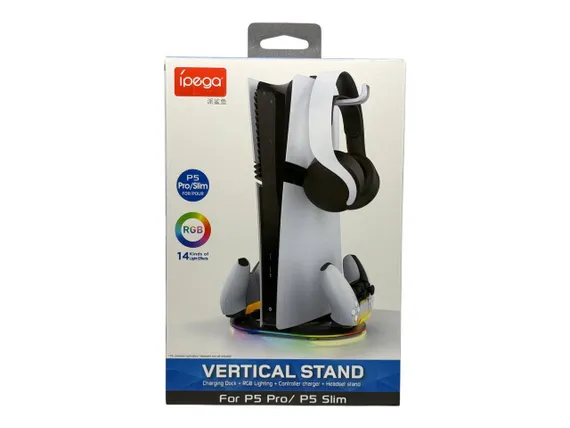 PS5 Подставка для консоли и двух геймпадов, с функцией подзарядки (PEGA PG-P5S045H)