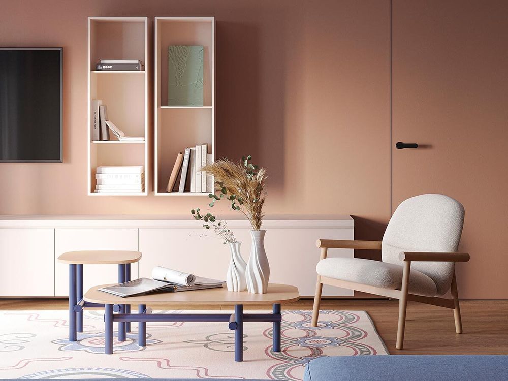 Столик Ottal, 44,5х44,5х45 см, бук, бежевый/синий