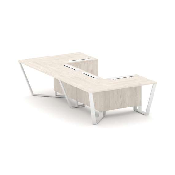 Steel Meet Стол переговорный П-образный KD-PR.B.SP-07P Денвер Светлый/Металл Белый 1600*3200*750