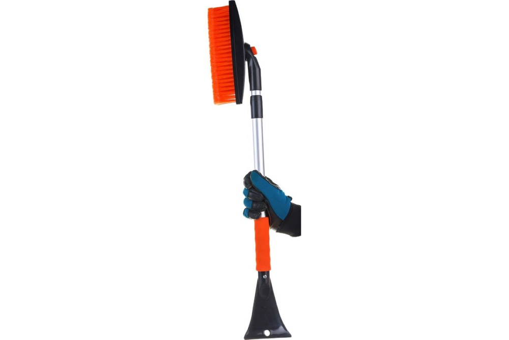 Щетка для снега телескопическая поворотная со скребком и мягкой ручкой AB2212 АВТОСТОП (77-113см)