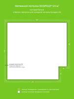 Натяжные потолки 14.4 м2, 5.9 м2