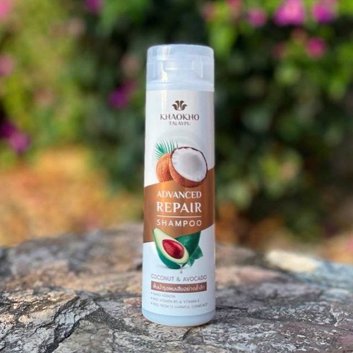 Бессульфатный восстанавливающий шампунь для сухих волос Кокос и Авокадо Advanced Repair Shampoo Coconut And Avocado Khaokho Talaypu