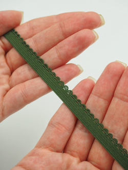 Бельевая резинка хаки ажурная ширина 10 мм с учетом фестона