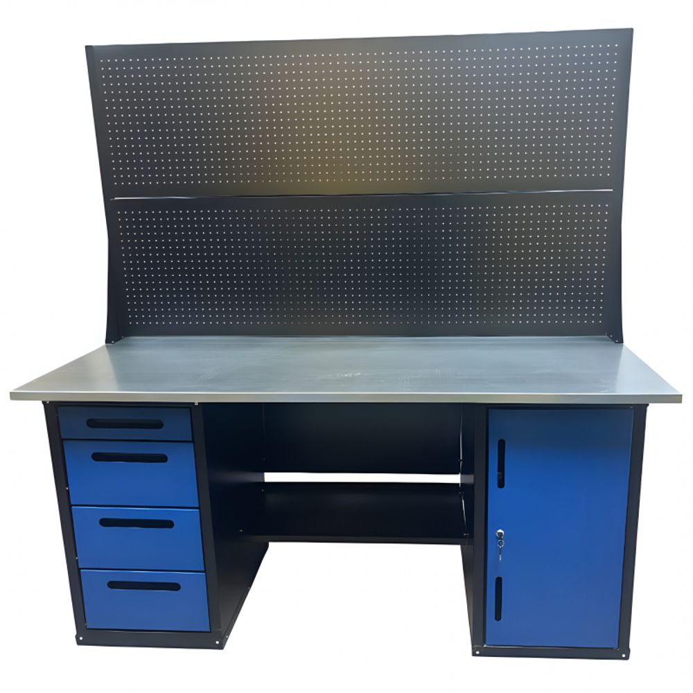 Great Wolf (GWT-V1800BL2) Верстак инструментальный двухтумбовый, 4 ящика, тумба с дверью, два экрана, 1800х700