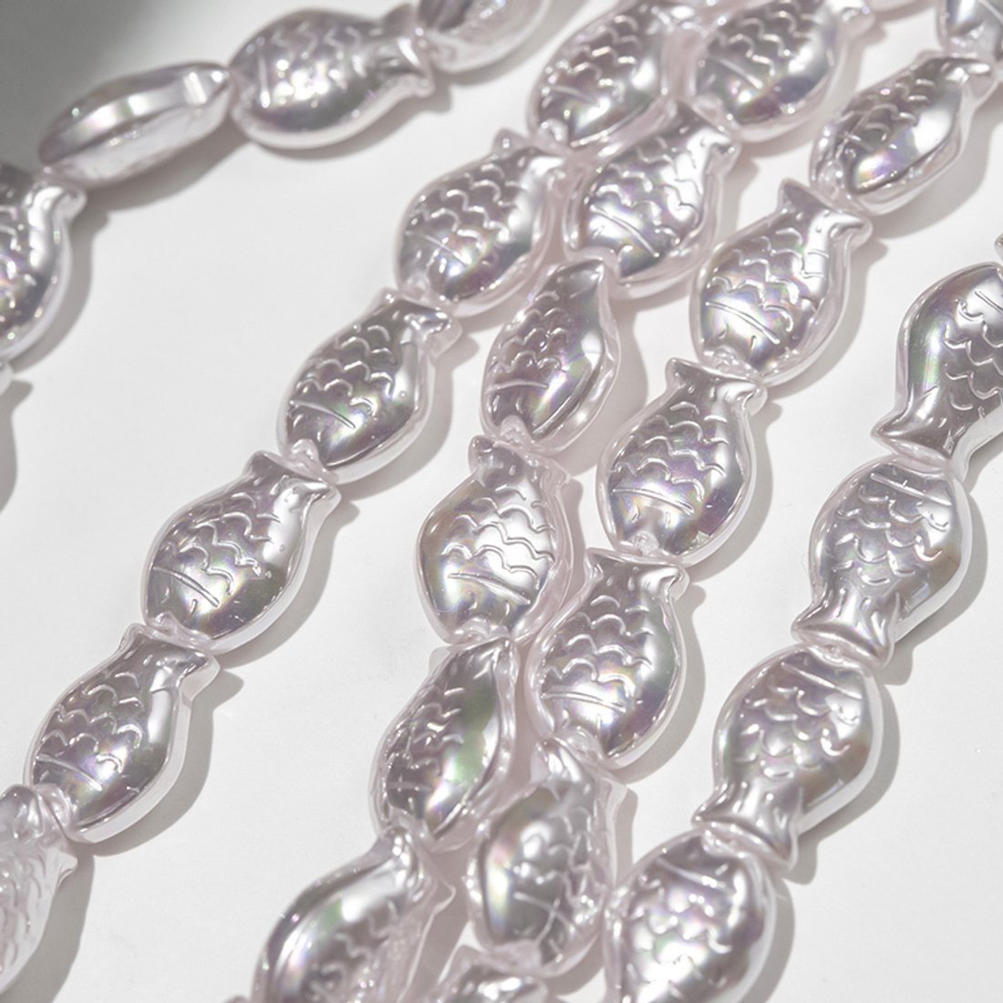 Хрустальный жемчуг в форме рыбок, розовый, 14*10мм