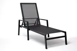 "Парма" шезлонг из алюминия темно-серый (RAL7024) муар, ткань текстилен темно-серая
