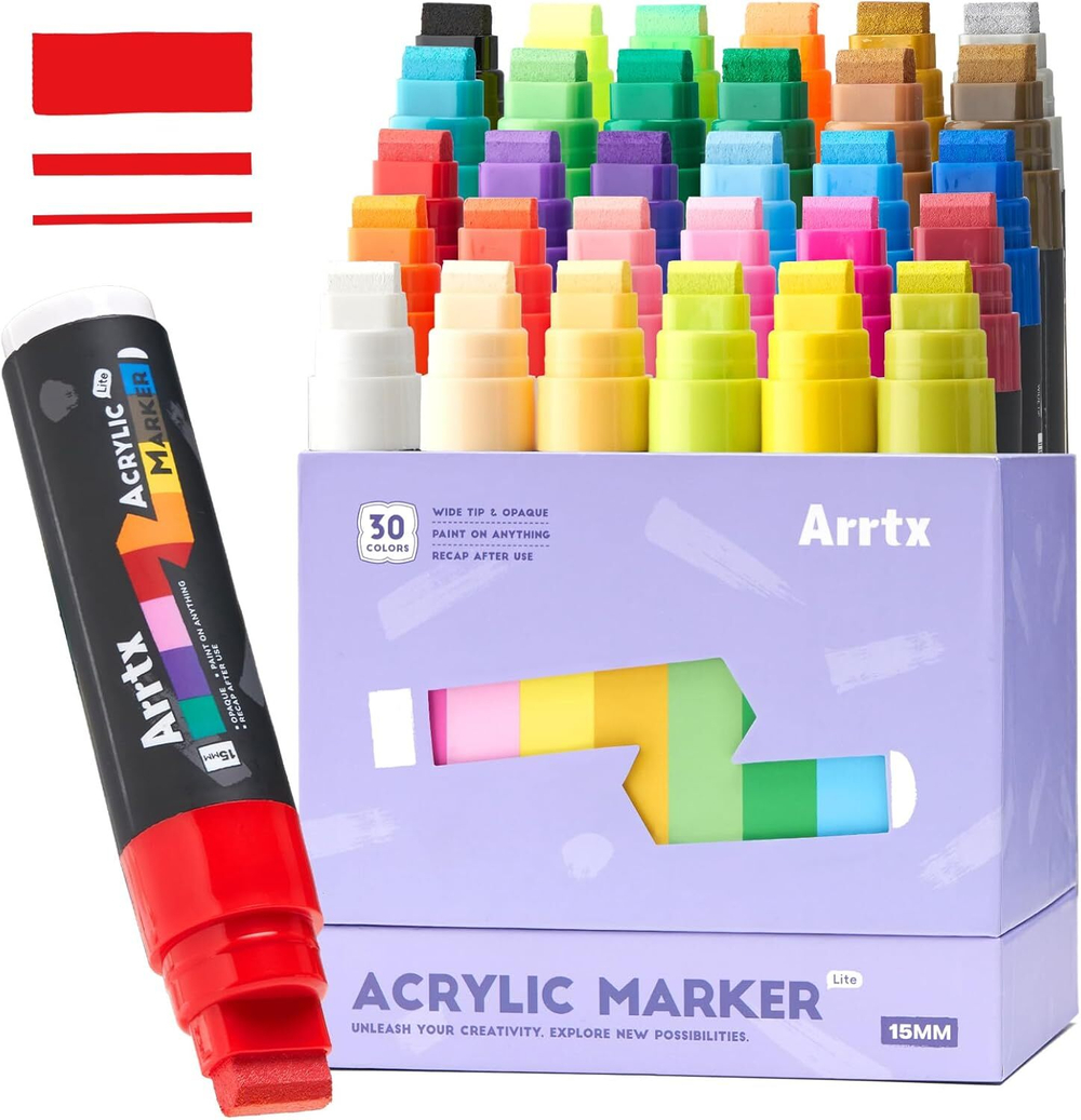 ‎Arrtx акриловые маркеры 30 шт, 15 мм