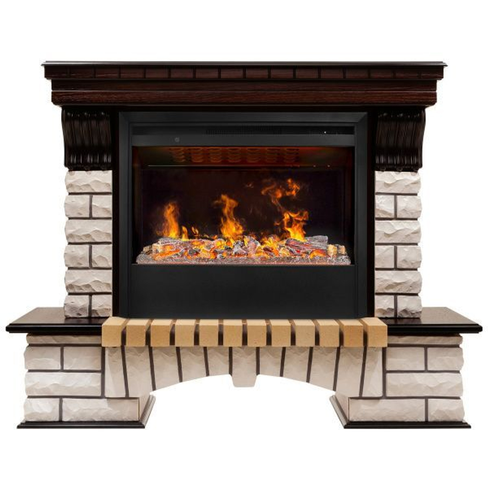 Электрокамин RealFlame Country 26 AO античный дуб с очагом 3D Helios 26 SBG