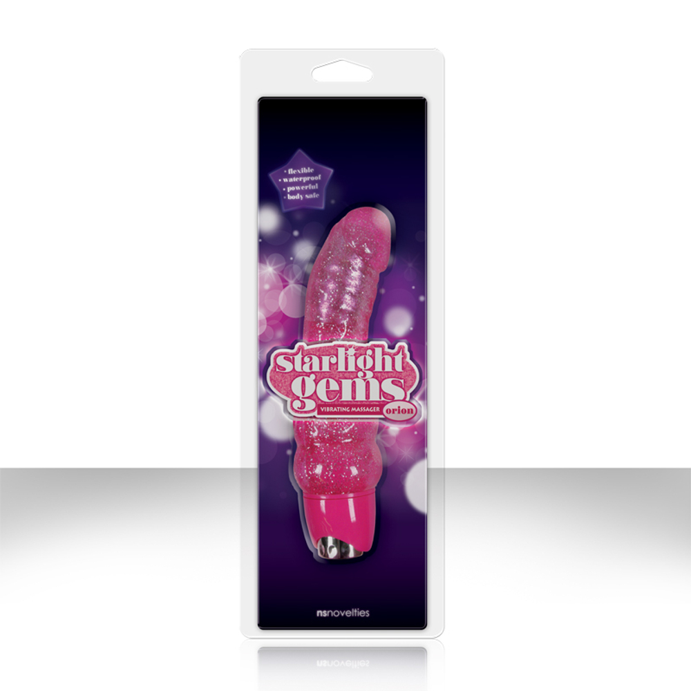 Розовый вибромассажер Starlight Gems Orion Vibrating Massager - 15,2 см. (Цвет: розовый)