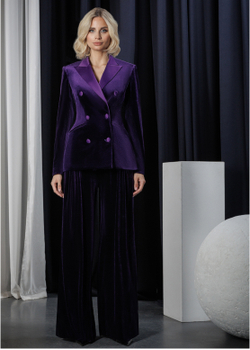 18-02-24 SS Костюм брючный бархатный фиолетовый