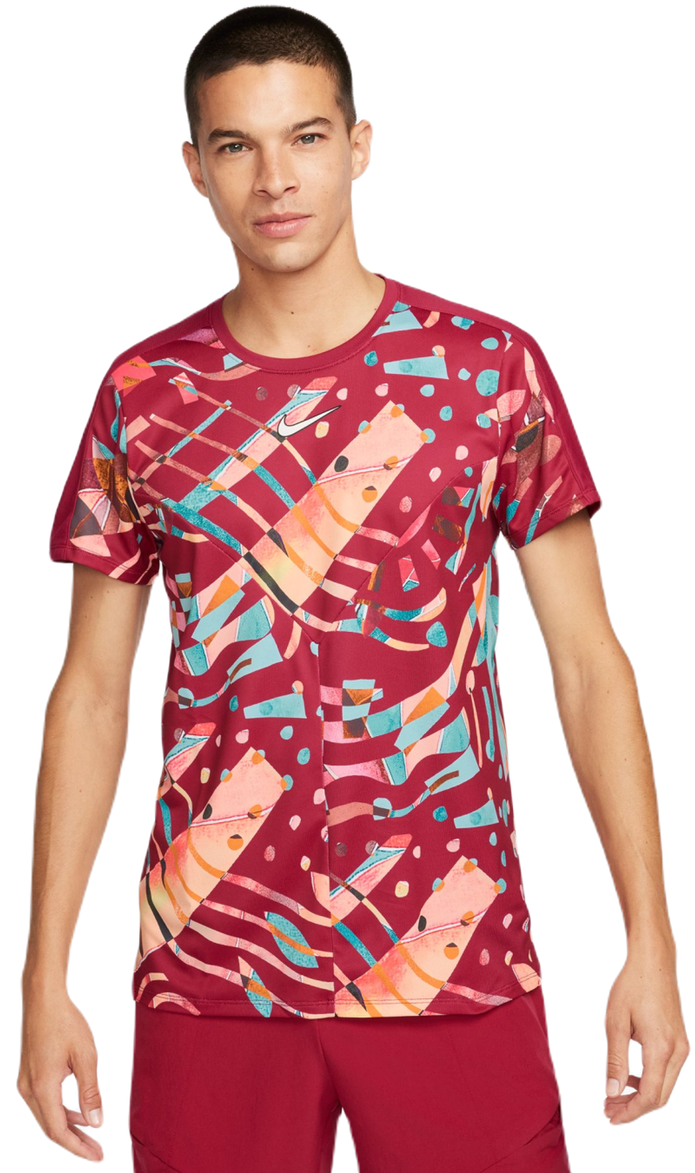 Мужская теннисная футболка Nike Court Dri-Fit Slam Tennis Top - noble red/white