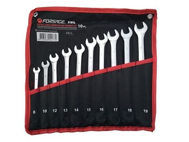 Набор ключей комбинированных удлиненных 10пр. (8, 10, 12-19мм)на полотне Forsage F-5101L