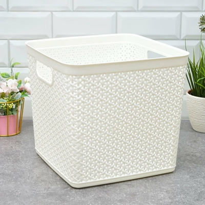Корзина для хранения 21л квадратная "Keeplex Rattan", 29,5*29,5*27,5см, белое облако