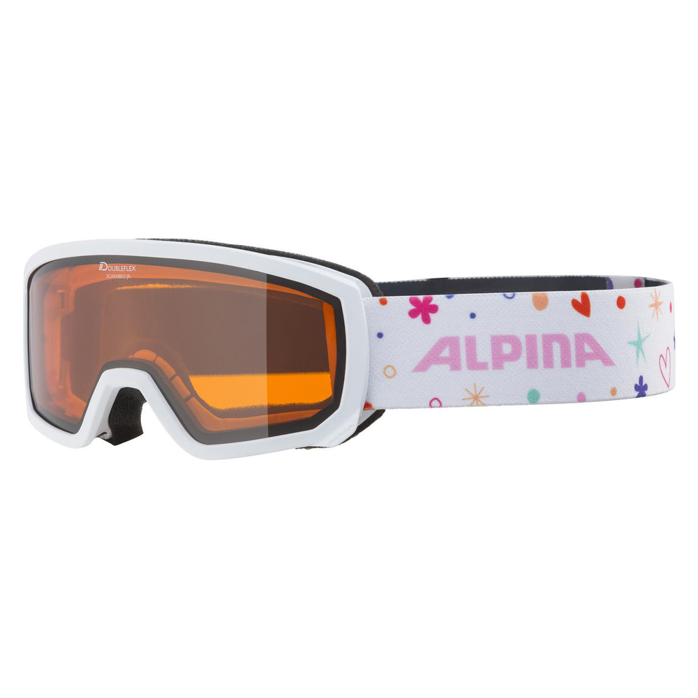 Очки горнолыжные ALPINA Scarabeo Jr. White Matt/Orange S2 (б/р)