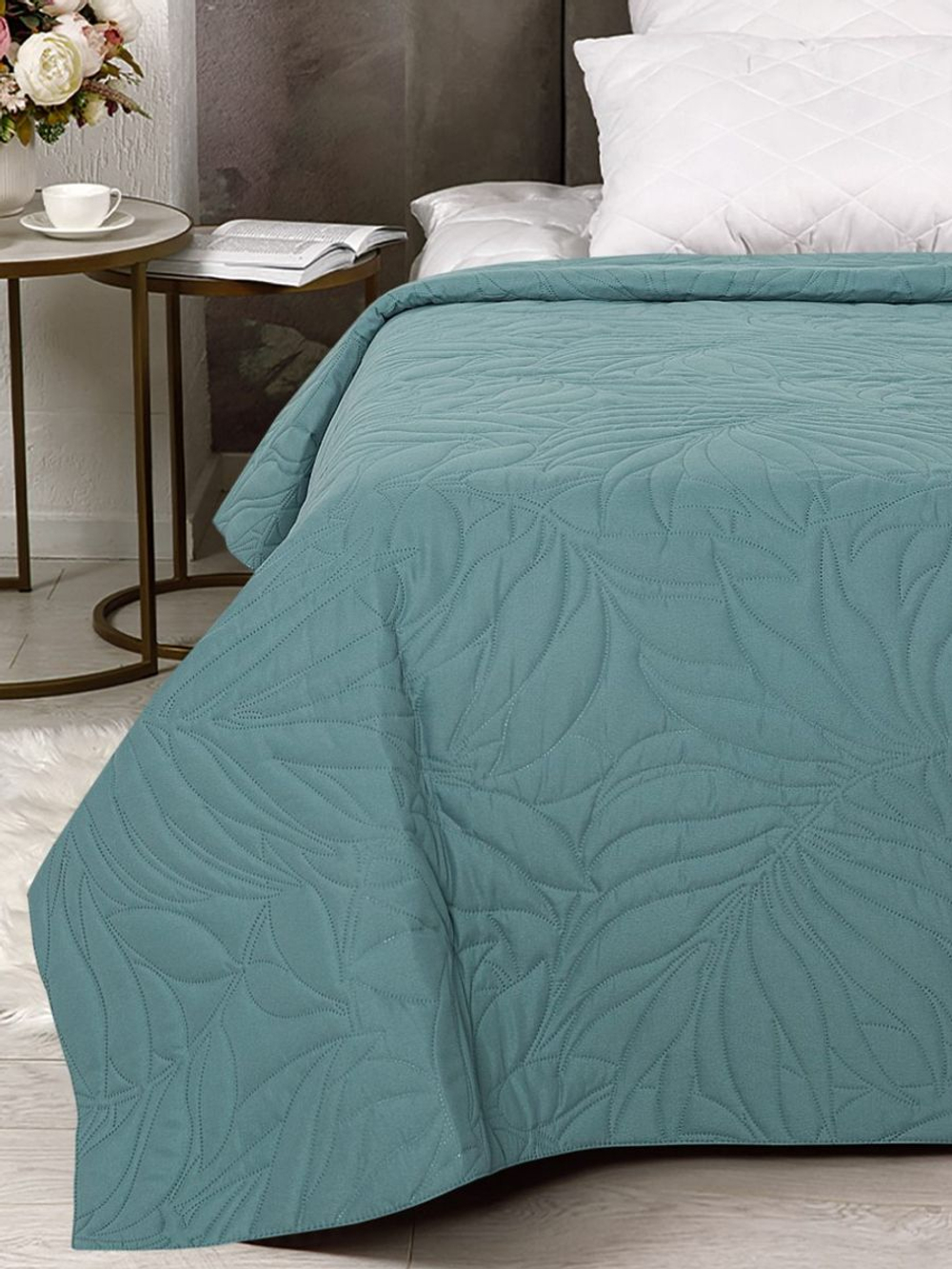 Покрывало на кровать, стеганое, поплин с размерами 215х220