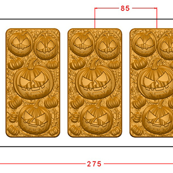 873 | Форма для шоколадных изделий &quot;Halloween Тыквы&quot; (275*175 мм)