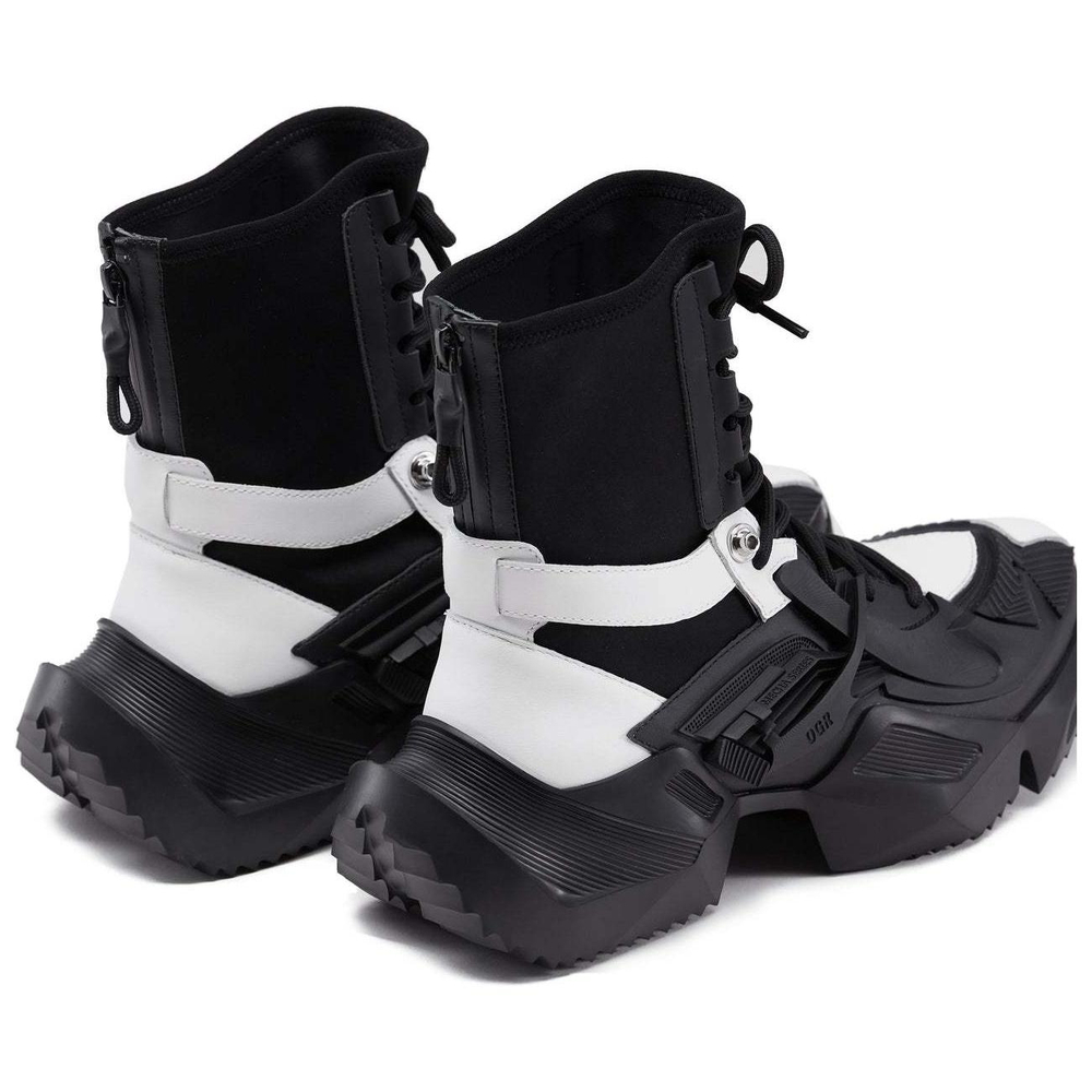 OGR MECHA Coutrue Mecha Fashion Apparel Collection Ankle Boots Unisex Black White