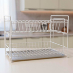 Сушилка для посуды 2-х ярусная разборная с поддоном 390*236*300мм, белая