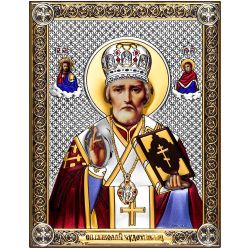 Николай Чудотворец. Икона в серебряном окладе.