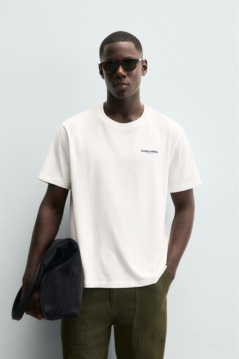 ZARA ФУТБОЛКА С ПРИНТОМ «ЛОБСТЕР», ЖЕЛТОВАТО-БЕЛЫЙ