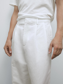 Massimo Dutti Брюки-баллоны с двойными вытачками, кремовый