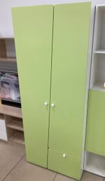 Шкаф 2-х дверный с ящиком Диагональ МДФ белый/мята