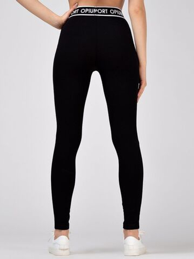 Женские легинсы из плотной хлопковой ткани-стрейч (Размер: L) (Цвет: черный)
