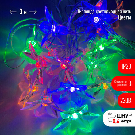 ENIN-3Z ЭРА Гирлянда LED Нить Цветы 3 м мультиколор, 220V, IP20