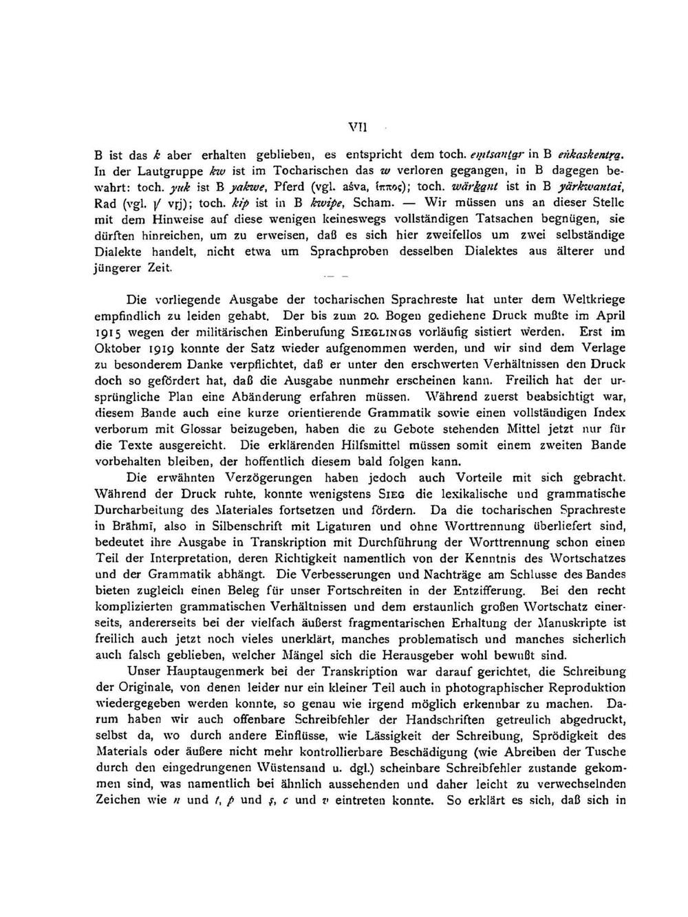 Tocharische Sprachreste. Volume 1. Band Die Texte A. Transcription | Emil Sieg