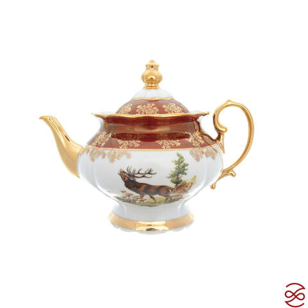 Чайный сервиз на 6 персон Queen's Crown Aristokrat Охота красная 15 предметов