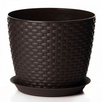 Кашпо Ротанг 2л d155мм с поддоном, коричневый ротанг