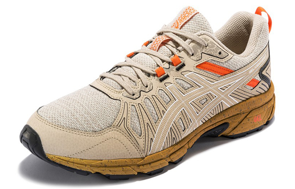 Asics Gel-Venture 7 MX retro sports fabric synthetic leather shock absorption, wear-resistant, breathable wrapping low-cut casual running shoes men's light brown