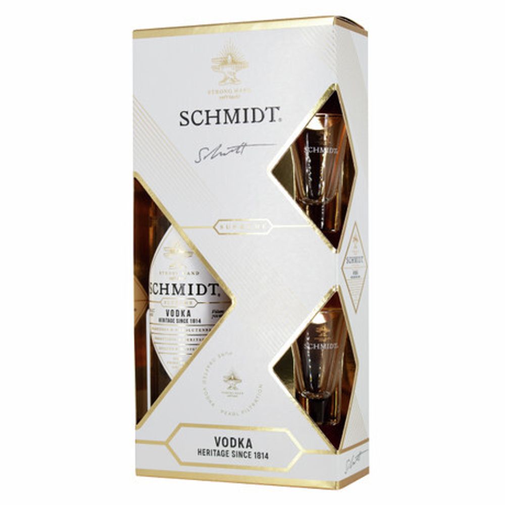Водка Шмидт Суприм  0,7 + 2 рюмки