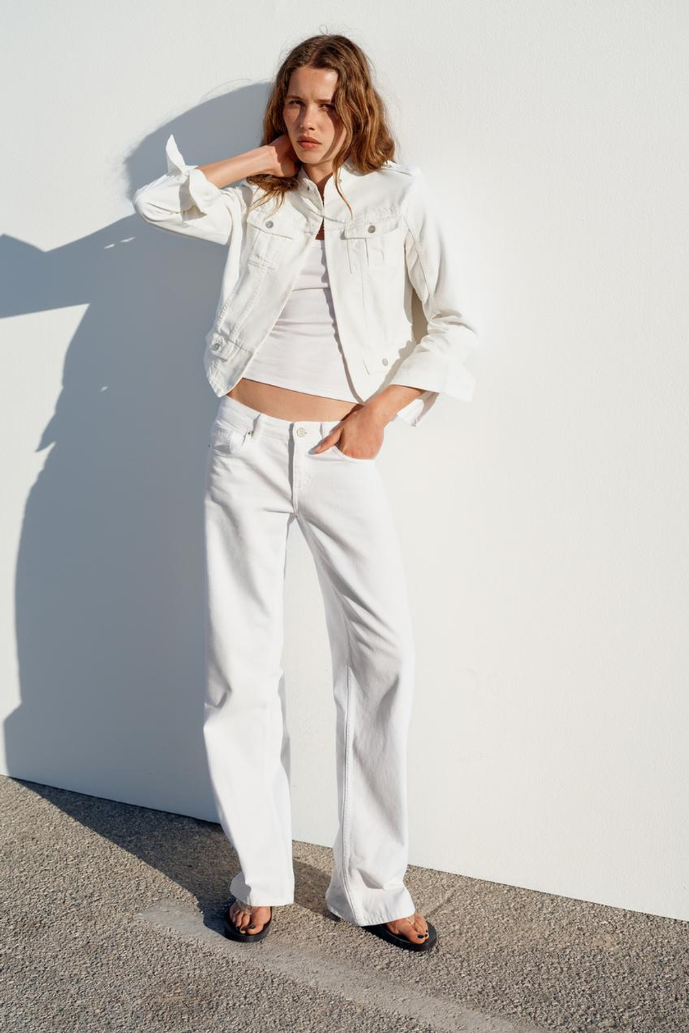 ZARA КУРТКА С МНОЖЕСТВОМ КАРМАНОВ, ЖЕЛТОВАТО-БЕЛЫЙ