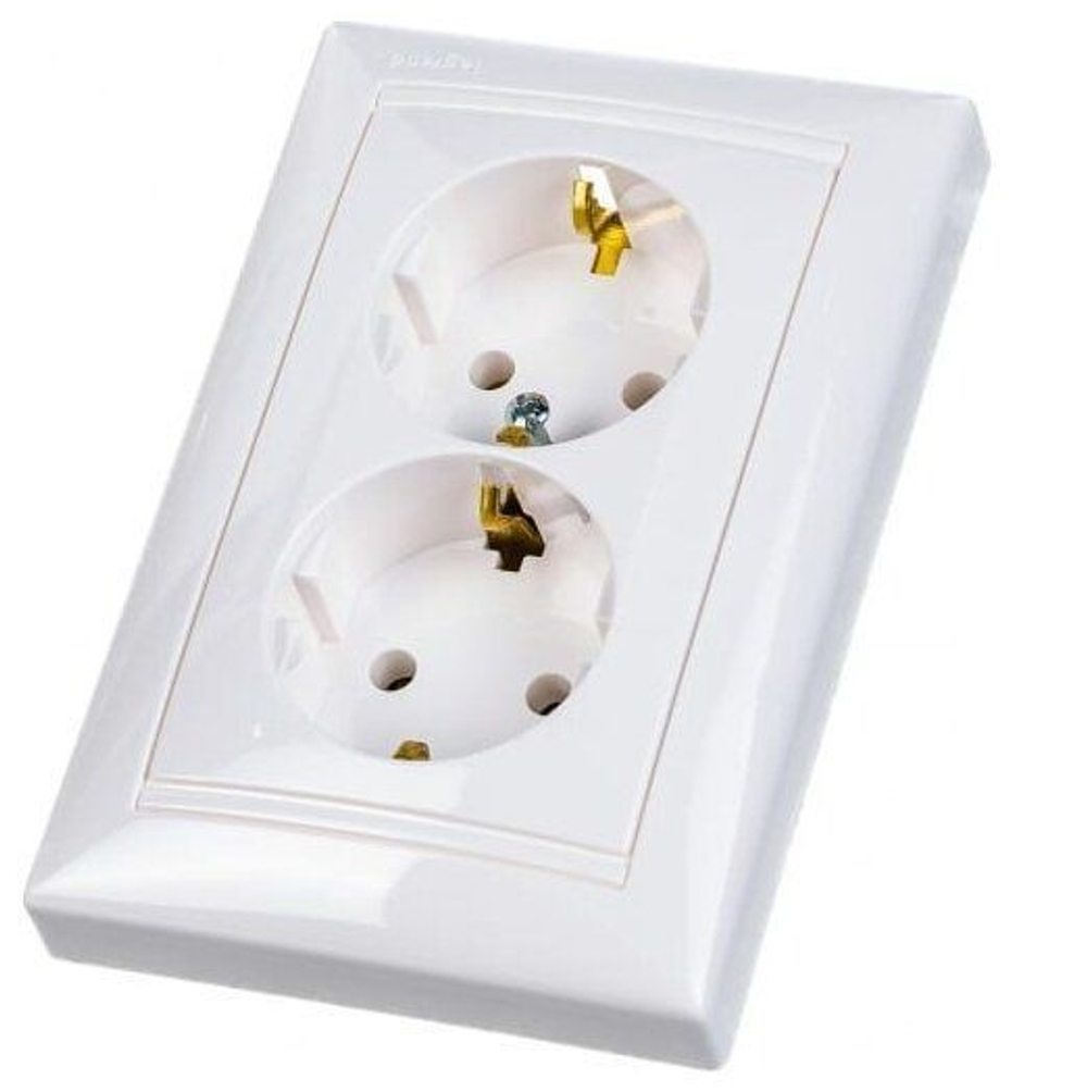 4370/4400 Розетка 2 поста с заземлением 5 шт белая