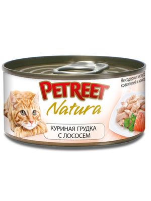 Консервы для кошек куриная грудка с лососем 70 г, Petreet