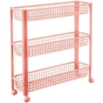 Полка узкая на колёсах (3 секции) чайная роза 0,57,59х0,18м (комплект 4 шт)