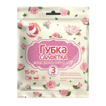 Губка-салфетка ГОЛУБУШКА "Супервпитывающая" 15х15см, 3 шт целлюлоза
