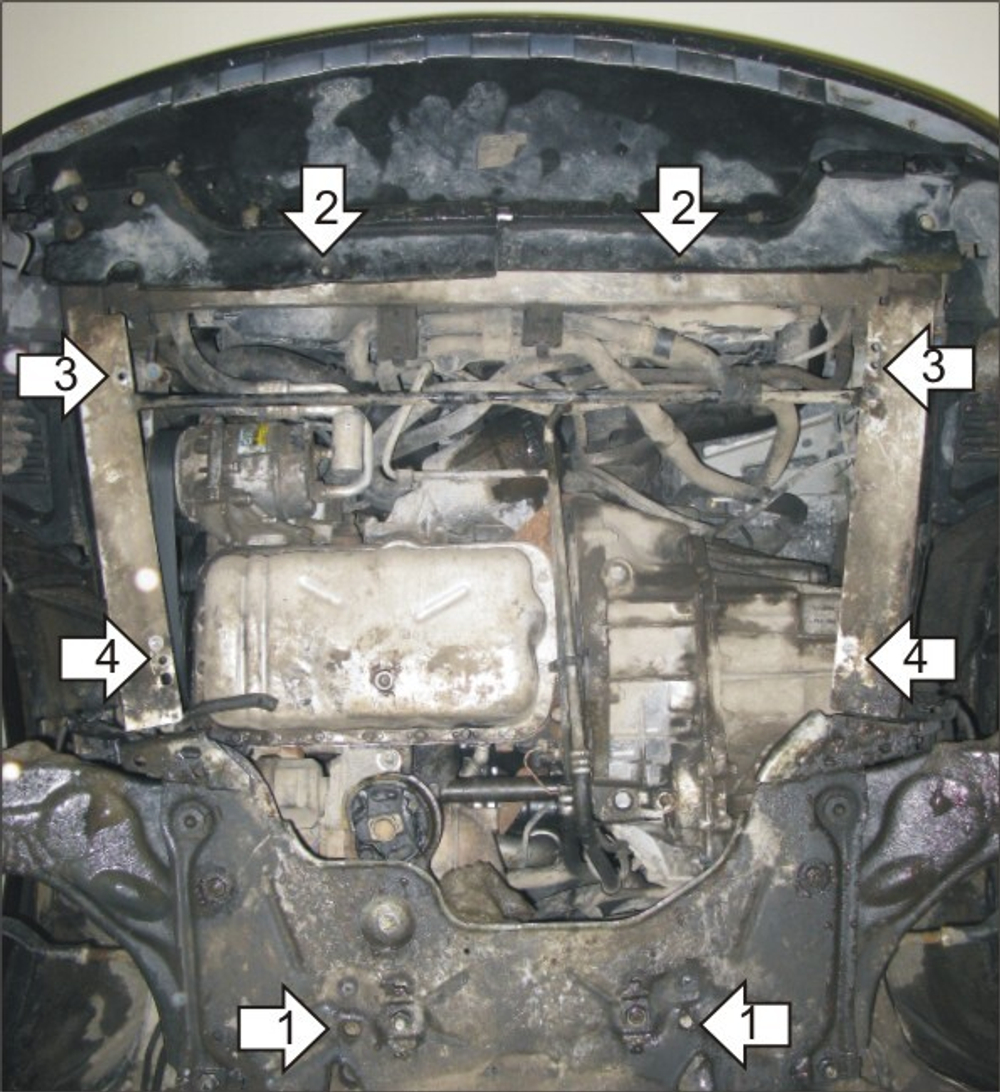 Усиленная защита Motodor картера двигателя, кпп. 2 мм, сталь. для Renault Espace 2002-2006,Renault Espace 2006-2012 арт.01718