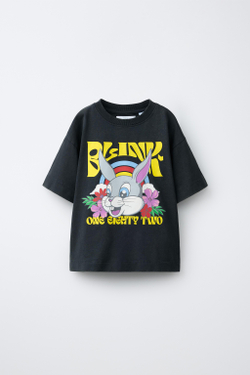 ZARA ФУТБОЛКА С ПРИНТОМ BLINK-182 ©, АНТРАЦИТОВО-СЕРЫЙ