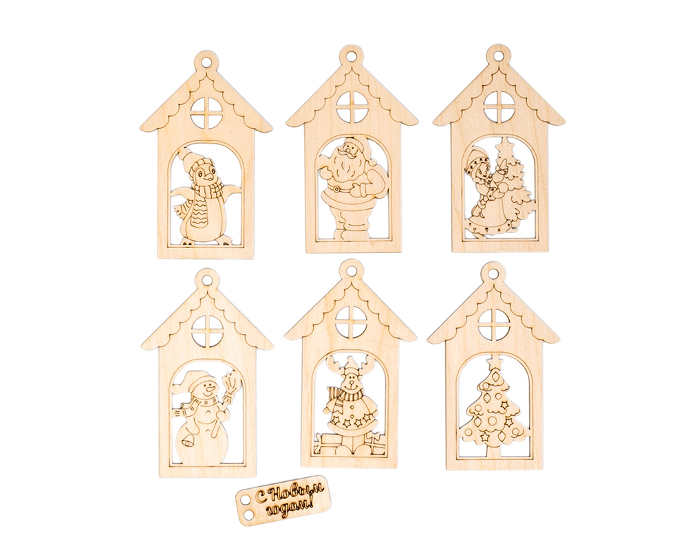 Заготовки для творчества "Елочные игрушки "Избушки"