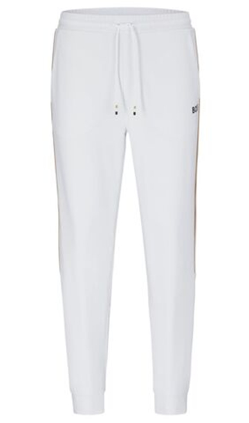 Мужские теннисные штаны BOSS x Matteo Berrettini Tracksuit Bottoms with Stripes and Logo - белый