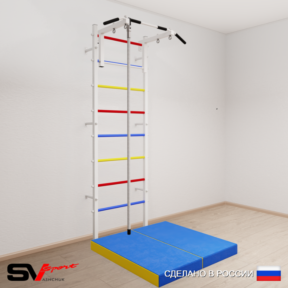 Шведская стенка Sv Sport усиленная 6094 (Турник стандарт/Канат/Мат 1м)