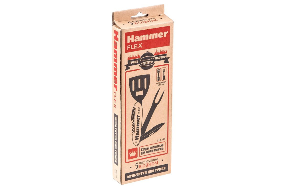 Мультитул для гриля Hammer Flex 310-310,  нержавеющая сталь, разборный, 5 приборов