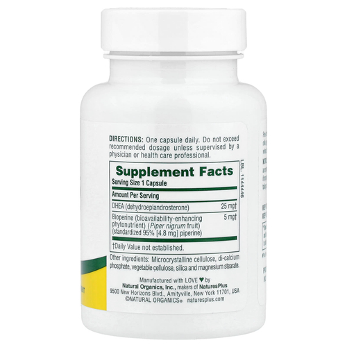 NaturesPlus, ДГЭА-25 с Bioperine®, 60 капсул