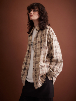 Рубашка Grunge, бежево-черная