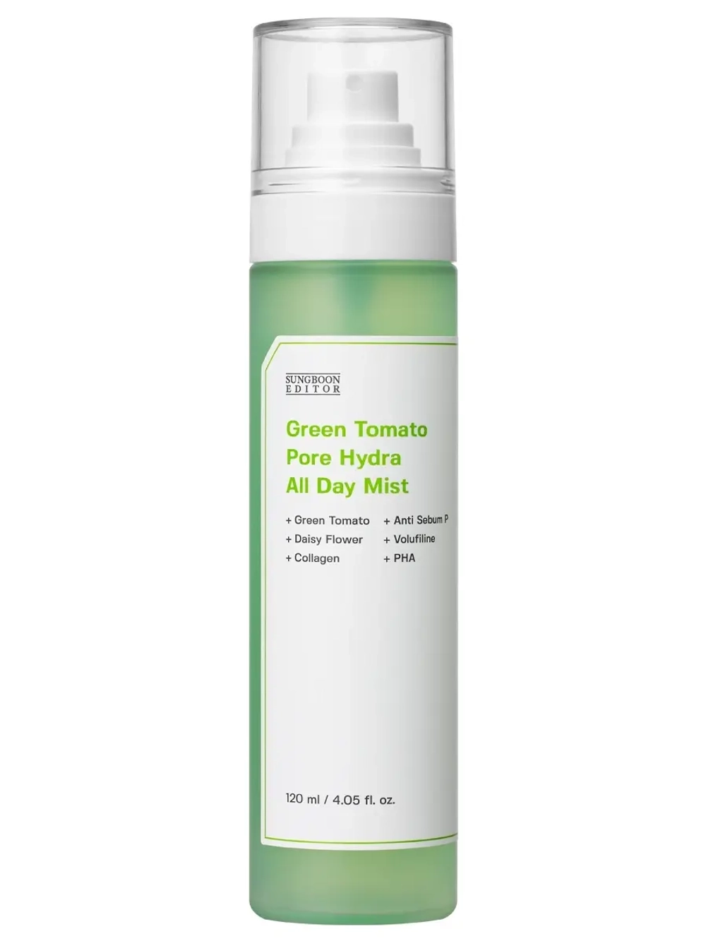 Sungboon Editor Увлажняющий мист с экстрактом зелёного томата для сужения пор Green Tomato Pore Hydra All Day Mist 120 мл